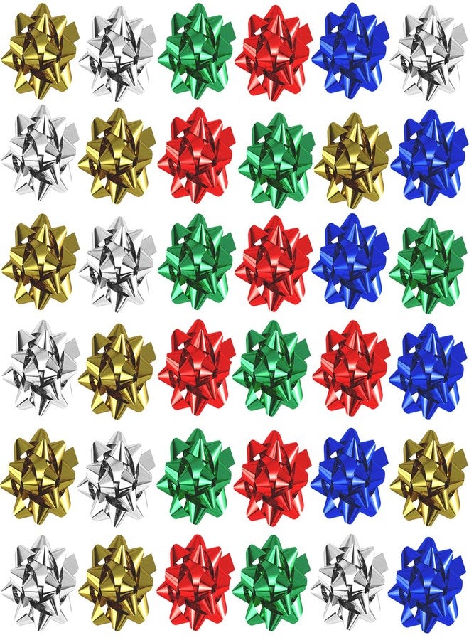 Extrapins 200 Pcs Mini Christmas Gift Bows, 1 Inch Mini Bows, Adhesive Present Bow, Metallic Star Bow for Presents Holiday Party Decoration Christmas DIY Gift Wrapping, Assorted Colors - Image 1